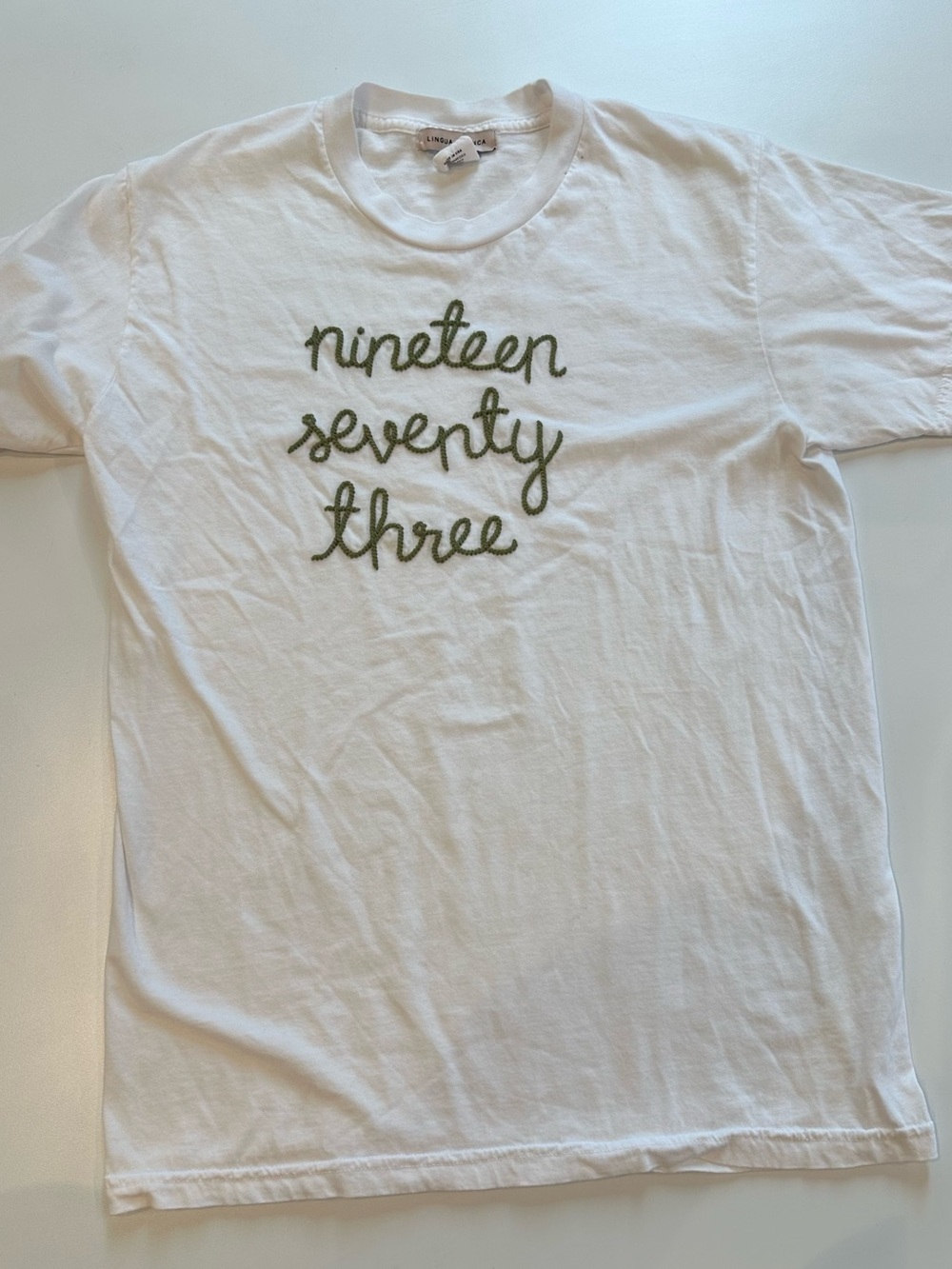 Lingua Franca Nineteen Seventy Three Embroidered Tee M - Picture 2 of 9